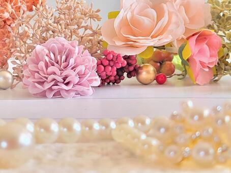 パールと花のエレガント背景 エレガント,パール,花の写真素材