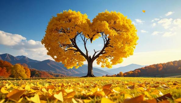 ハートの形の銀杏の木の写真