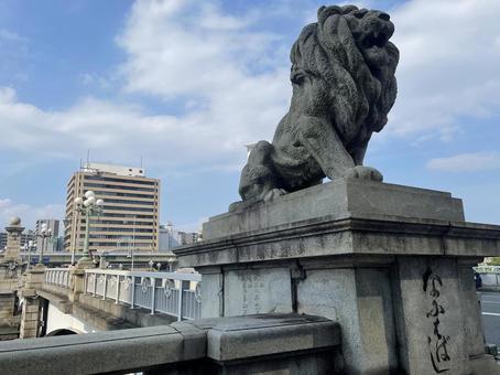 難波橋 難波橋 難波橋,なにわ橋,ライオン像の写真素材