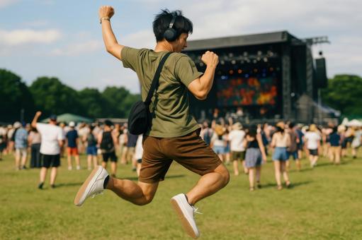 ジャンプする日本人の男性 ジャンプする日本人の男性の写真