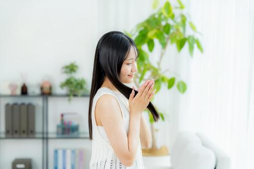 ヘアケア ヘアスタイル,長髪,若いの写真素材