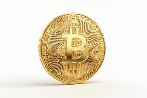 白背景に立つ黄金のビットコインコイン 白背景に立つ黄金のビットコインコインの写真