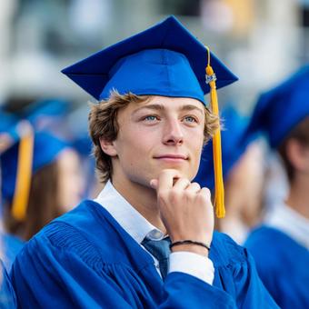 学び舎を巣立つ瞬間：希望に輝く卒業生の写真