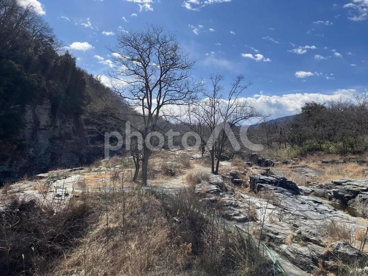 冬の長瀞岩畳の風景 長瀞,岩畳,岩の写真素材