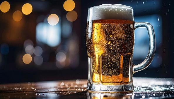 グラスに水滴がついた冷たいビール グラスに水滴がついた冷たいビールの写真