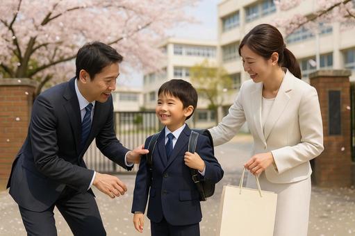 小学校入学式家族写真 小学校入学式家族写真の写真