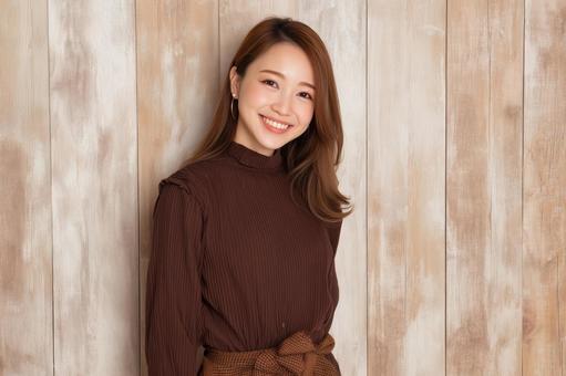 木目調背景、ヘアサロンモデルイメージ 木目調背景、ヘアサロンモデルイメージの写真