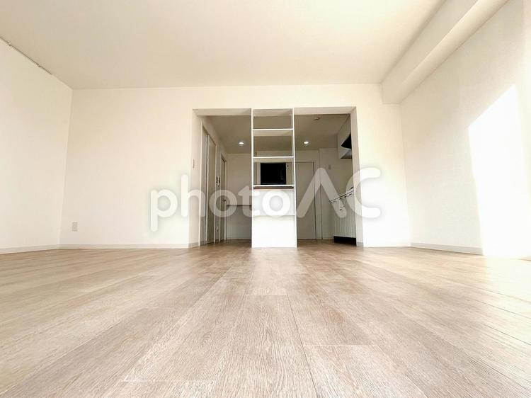 造り付け家具のある白い部屋 造り付け,家具,棚の写真素材