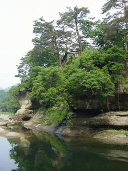 塔のへつり 塔のへつり 奇岩,絶景,水辺の写真素材