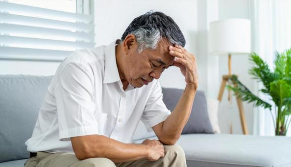 60代の悩む男性イメージ 60代の悩む男性イメージの写真