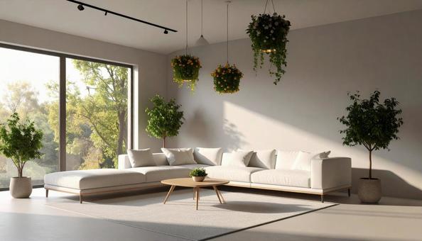 観葉植物を飾る白い部屋 観葉植物を飾る白い部屋の写真