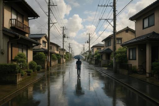 夕立後に一時的に涼しくなる住宅街 夕立後に一時的に涼しくなる住宅街の写真