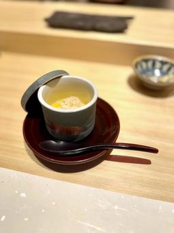 Photo, white shrimp, savory egg custard, egg, 