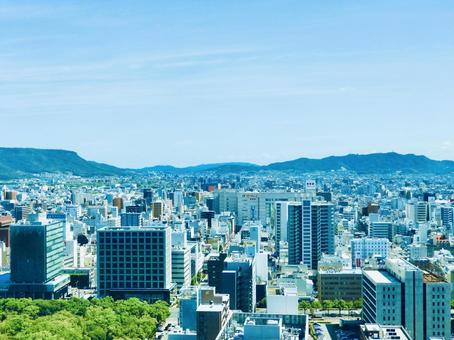 高松市中心市街地俯瞰 高松市,瓦町,高松中央商店街の写真素材