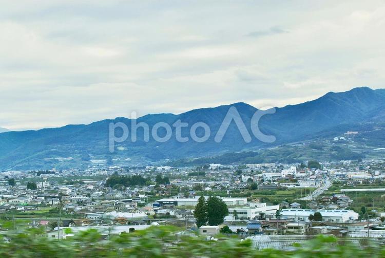 甲府盆地の街並み2 甲府,盆地,山梨県の写真素材