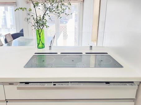 Photo, face-to-face kitchen, ih cooking heater, ih conditioner, 