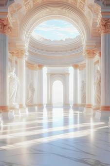 金色の装飾とアーチが美しい古代神殿の写真