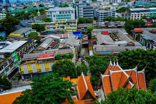 バンコク旧市街の屋根景色 バンコク旧市街の屋根景色 屋根,バンコク,タイの写真素材