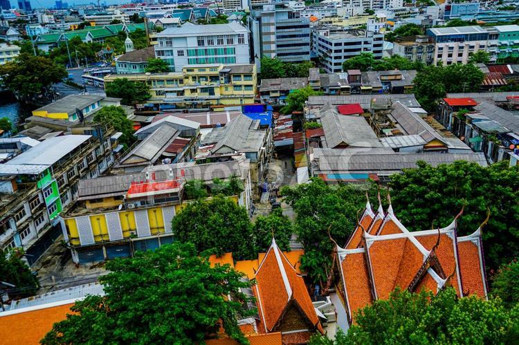 バンコク旧市街の屋根景色 屋根,バンコク,タイの写真素材