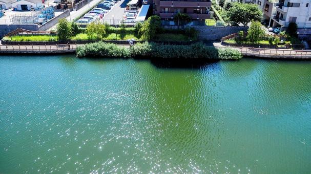 初秋の高所から見た小名木川(江東区猿江) 初秋の高所から見た小名木川(江東区猿江)の写真