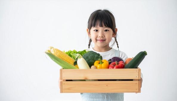 野菜と子供、コピースペース 野菜と子供、コピースペースの写真