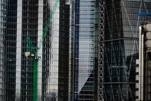 現代都市の建設 現代都市の建設 クレーン,高層ビル,建設の写真素材