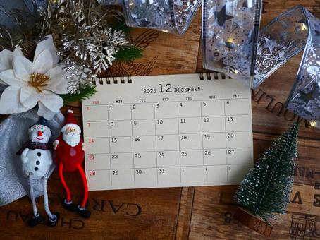 １２月カレンダー.1 １２月,カレンダー,クリスマスの写真素材