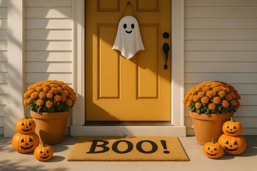 玄関のハロウィンデコ 玄関のハロウィンデコの写真