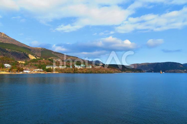 ３月下旬の箱根芦ノ湖の風景 背景,芦ノ湖,湖の写真素材