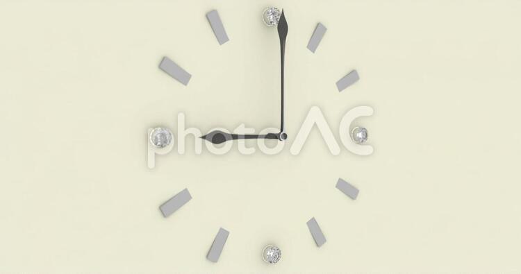 時計　時は金なりのイメージ　9時/21時 時計,壁かけ,9時の写真素材