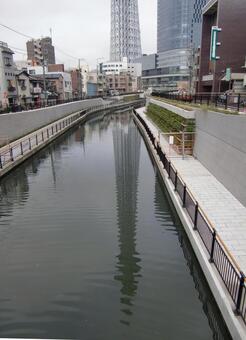 曇り日の東京スカイツリー-106 東京スカイツリー,曇り日,雲の写真素材