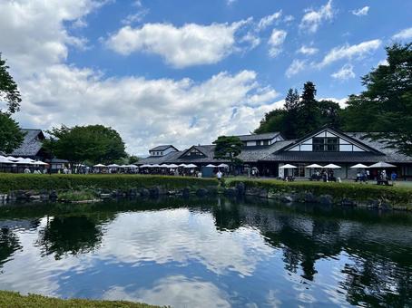 美しい池 in川場田園プラザ 美しい池 in川場田園プラザ 道の駅,川場田園プラザ,池の写真素材