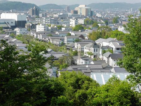 阿智神社からみた倉敷美観地区の眺望 阿智神社からみた倉敷美観地区の眺望の写真
