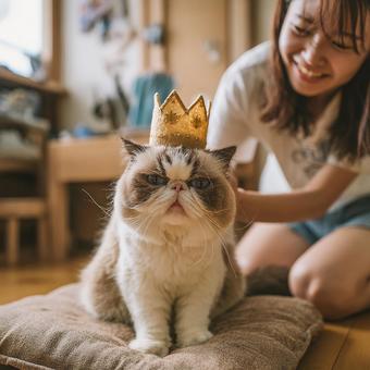不満顔も愛おしい推しの猫の写真