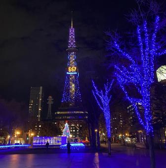 大通公園 ライトアップ,街の灯り,札幌の写真素材