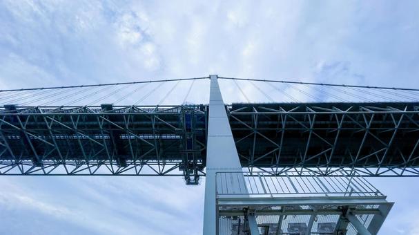 関門橋の橋裏アート 関門橋,関門海峡,吊橋の写真素材