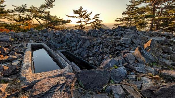 高松市の石舟塚古墳の石棺 積石塚古墳,古墳,前方後円墳の写真素材