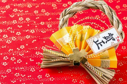 正月飾り（赤と金の和柄背景） 正月,新年,お正月の写真素材