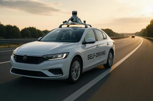 未来を走るSELF-DRIVING車 未来を走るSELF-DRIVING車の写真