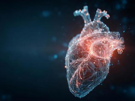 サイバー空間に浮かぶ心臓の写真