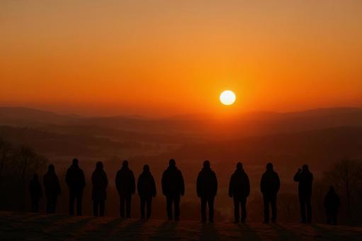 初日の出を撮影する人々 初日の出を撮影する人々の写真