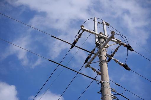 電柱 電線,電柱,送電線の写真素材