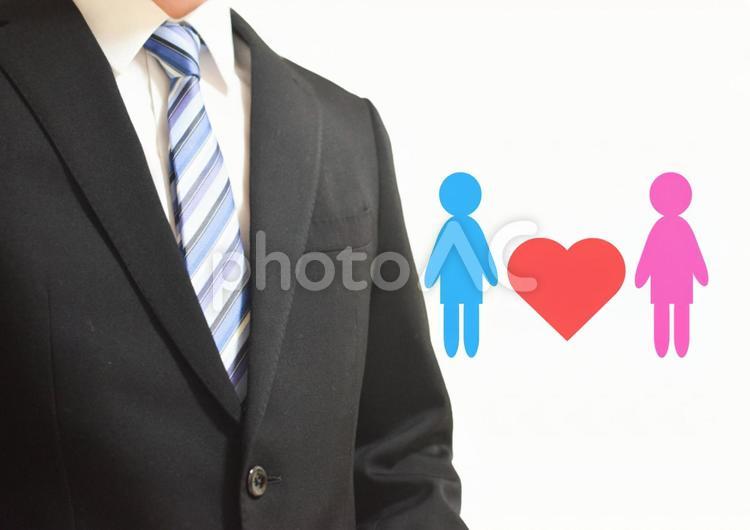 リクルートスーツの男性と恋愛 恋人,夫婦,結婚の写真素材