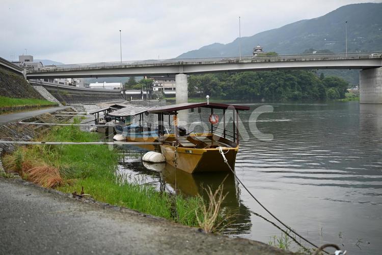 大洲肱川遊覧船 川,船,愛媛の写真素材
