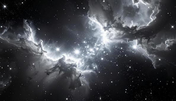 モノクロームに輝く神秘的な星雲 モノクロームに輝く神秘的な星雲の写真