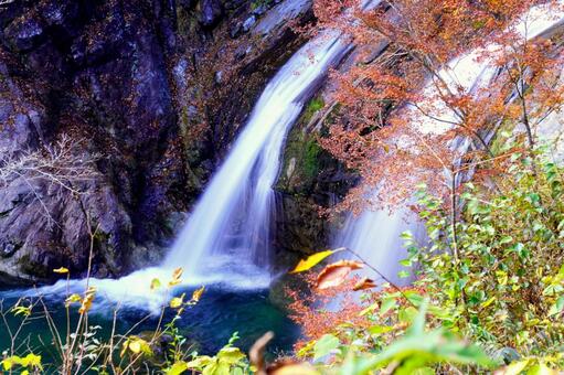 秋のアメガエリの滝 高知,高知県,瀬戸川渓谷の写真素材