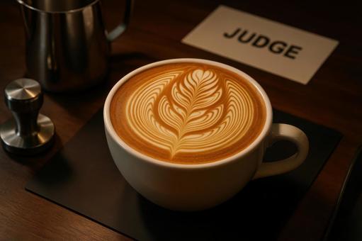 コンテスト級のラテアートの写真