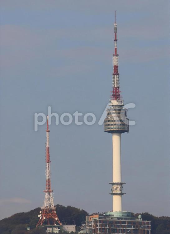韓国　ソウルのNソウルタワー ソウル,韓国,nソウルの写真素材