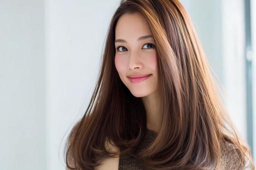 ストレートヘアが美しい女性、サロンモデル ストレートヘアが美しい女性、サロンモデルの写真