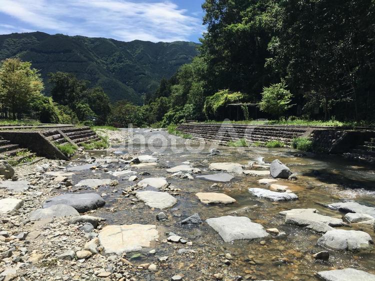 下呂で川辺ハイキング 川,森,山の写真素材
